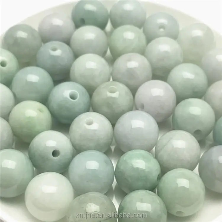 Burmese Jade Jade Jade Beads Loose Beads Glutinous Bean Green 13MmGrade a Round Beads DIY Jewelry Ingredients