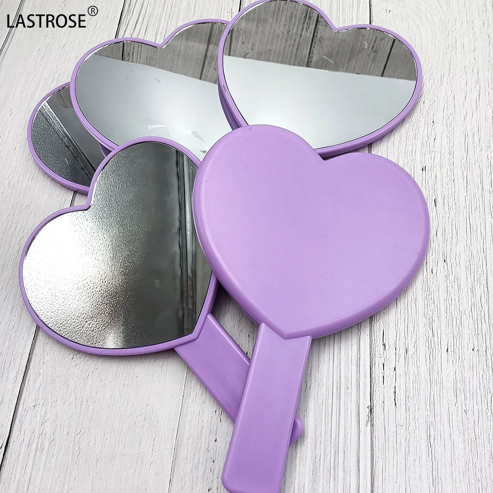 Hot Sale Purple Heart-Shape Pocket Travel Makeup Mirror OEM Logo Handheld Customizable Makeup Mirror