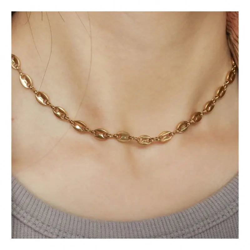 Chris April Fashion Jewelry PVD Gold Plated 316L Stainless Steel Bicycle Chain Necklace for Women