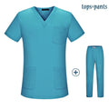 Men's Scrub Set: Professional Medical Uniform with V-Neck Shirt & Jogger Pants Short Sleeve Full Set Nurse Set Hospital Uniform