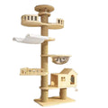 Modern Tall Cat Tower Scratching Posts Condos with Top Perch Rattan Wooden Cat Tree Indoors Made of Sisal
