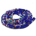 Handmade 50 Inches Adjustable Bulk Tie on Waist Beads on Cotton Cord Belly Chain Body Jewelry Loyalty Blue Color