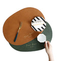 Wholesale Custom Printed Kitchen Durable Waterproof Heat Restaurant Round Oval Table Mat Faux PU Leather Placemat