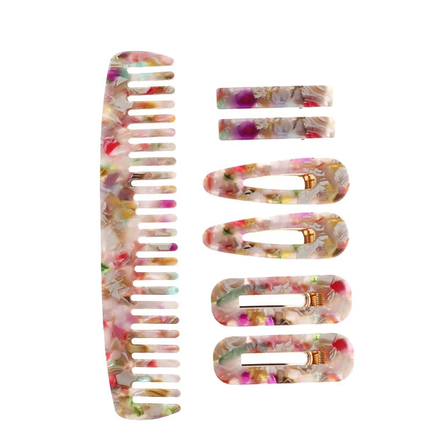 MiDairy Custom logo 2000+ Color  Cellulose Acetate Hairdressing Hair Clips Accessories  Wide Tooth Combs Set
