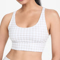 Gingham Print Women Wholesale Custom Fitness Polyester Across Back U Neck Padded Sports Bras
