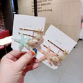 3pcs/set Metal Pearl Hair Clips Sea Star Shell Hairpins Sweet Beach Girls Hair Accessories Women