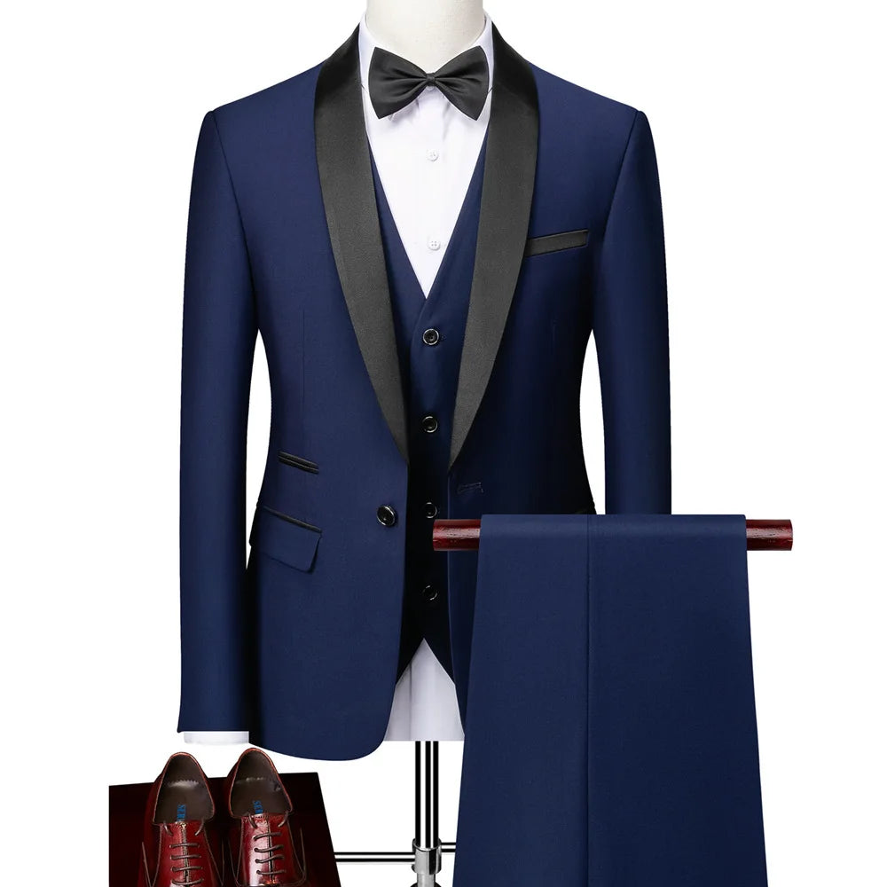 Italian Classic Men's Suit Set Wholesale Men Wedding Suit Luxury 3 Pieces Set Plus Size Groom Suit for Wedding