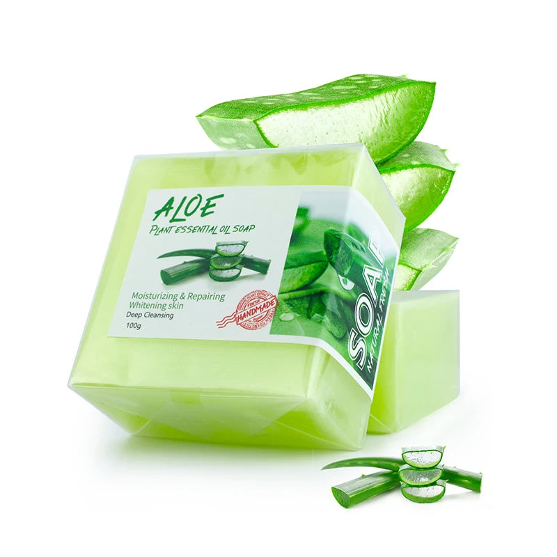 100g Vegan Soap Handmade Natural Skin Whitening Soap Detox Acne Skin Care Aloe Vera Gel  Aloe Vera Soaps