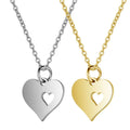 Elegant Pendant Necklace Peach Heart Hollow Heart Shape Stainless Steel Clavicle Chain Necklace Jewelry for Girls Party