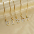 Shiny Zircon Cz Diamond 26 Alphabet Pendant Non Tarnish 18k Gold Plated Stainless Steel Initial Letter Necklace
