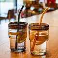 Modern Creative Glass Portable Straw Cup Glass Coffee Cup with Lid Durable Travel Mug