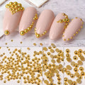 Paso Sico 100pcs/bag Metal Half Round Flat Back Gold Silver Solid Nail Art Accessories Supplies Nail Salon Products 3D
