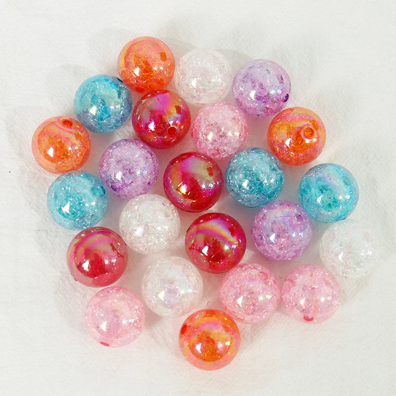 20MM Loose Beads Lot Mix Colors Gumball Bubblegum Hole Crack Acrylic Plastic Jewelry Making Kit Set Colorful Chunky