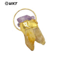 WT-P1693 Wholesale Fashion Cluster Yellow Quartz Stone Pendant with Gold Women Trend Natural Cluster Crystal Jewelry Pendant