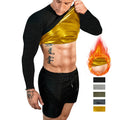 Custom Outdoor Sauna Clothes Men's Long Sleeve Fitness Wear Workout Weightless Slimming Gold- Coated Sauna Sweat T Shirt for Men