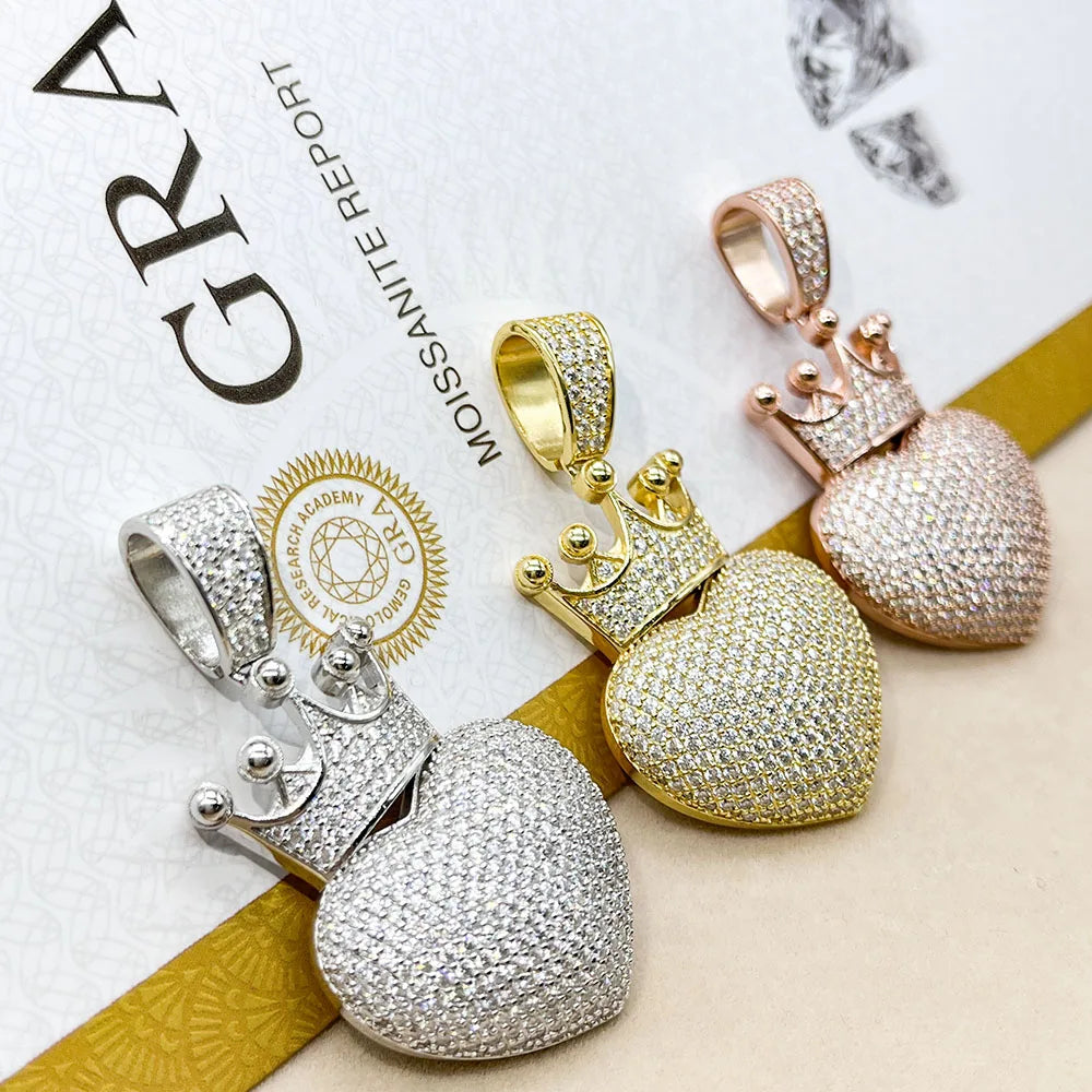 Factory Price Fine Jewelry Moissanite Cute Gold Paw Heart Necklace Custom Women Heart Diamond Pendant