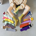 All-Match Medium Tube Female Socks Spring Summer Thin Solid Multicolor Velvet Curled Pile Anti-Slip 'Ice Ice Socks' Candy Colors