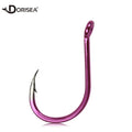DORISEA J-Shape Purple High Carbon Steel Barbed Fishing Hook 1#-12# with Ring