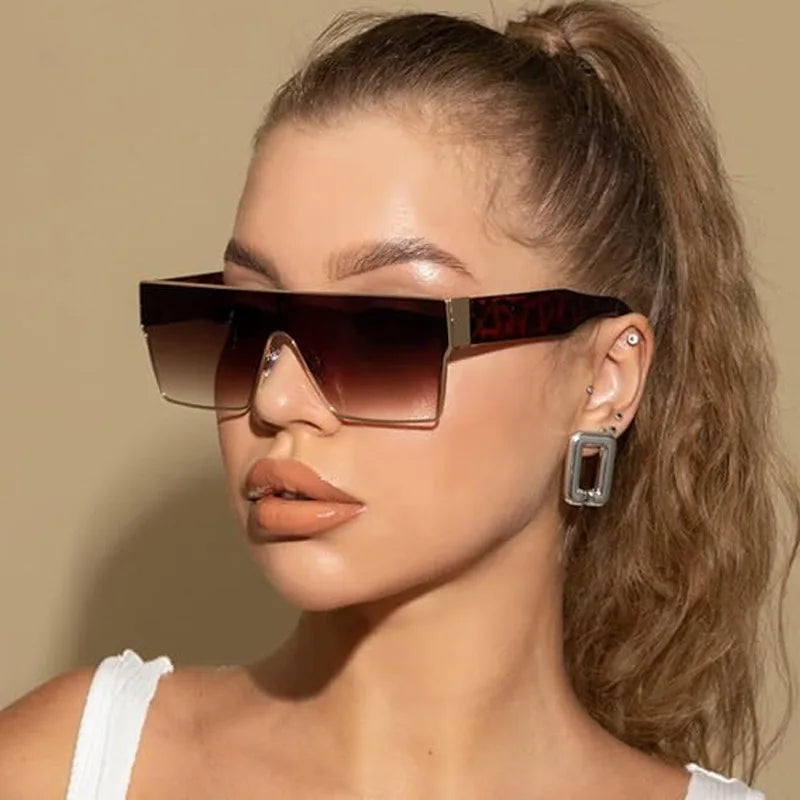 Oversized Metal Frame Square Frame Women Driving Big Frame Shades Big Square One Piece Plastic Metal One Piece Lens Sun Glasses