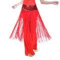 Red Elastic Sequins Long Tassels Waist Chain Belly Dance Hip Scarf Dancing Belts Costume for Women