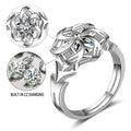 Trendy Silver Plated Windmill Rotation Ring Cubic Zircon Flower Copper Ring Women Wedding Engagement Ring Tarnish Free Jewelry
