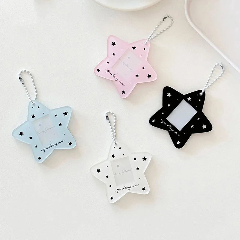 Cute Star Mini Photo Frame Key Chain Custom Acrylic Kpop Photocard Holder Album Keychain