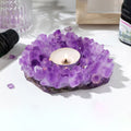 Wholesale Natural Crystal Crafts Amethyst Tooth Flower Cluster Crystal Candle Holder for Decoration
