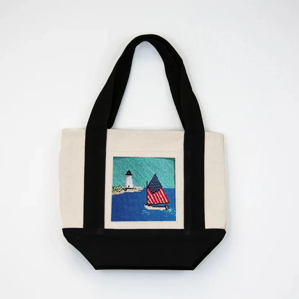 New Arrival canvas Needlepoint Women's Fashion Solid Pattern Open Closure Canvas Tote Bag Wholesale Customized Handbag