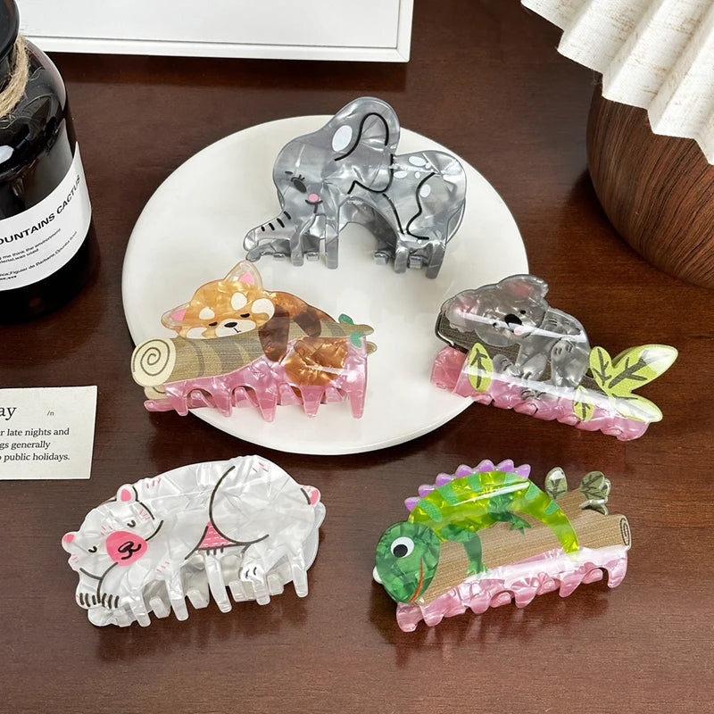 Creative Animal Ponytail Hair Clip for Girl Custom Cute Dragon Squirrel Hair Claws Wholesale Lizard Horse Bear Hair Accessories