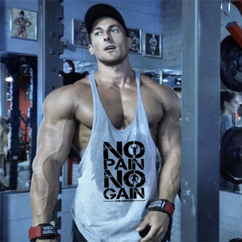 Custom Gym Tank Top Cotton Sleeveless Spaghetti Straps Yback Muscle Mens Bodybuilding Stringer Quick Dry  Cotton Racerback