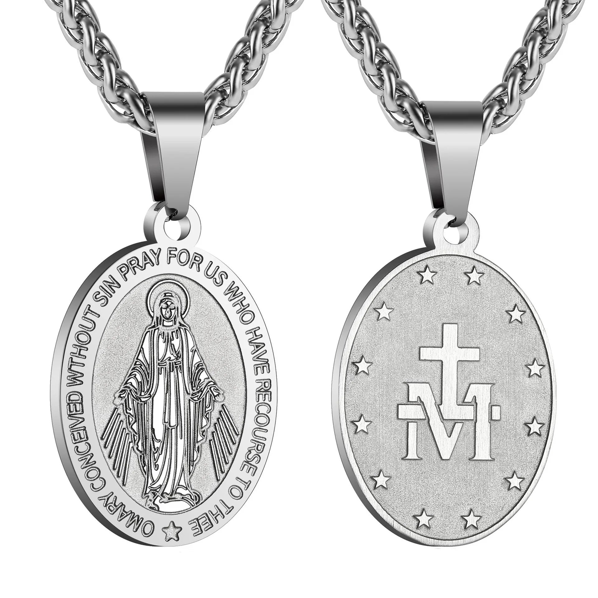 Vintage Religious Stainless Steel Silver Gold for  Medal Catholic Our Lady Mary Virgin Pendant Fashion Pendants Charms
