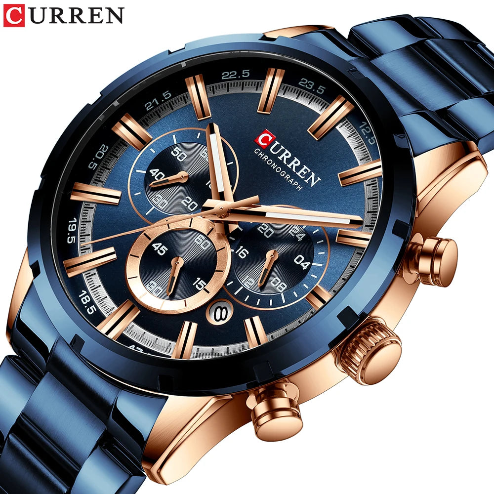 CURREN 8355 Watch Men Casual Fashion Steel Band Sports Waterproof Watch Men's Wrist Quartz Watches Dropshipping Relojes Hombre