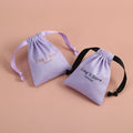 Purple Twill Cotton Canvas Drawstring Pouch 8*10 cm with Grosgrain Ribbon for Jewelry Packaging-Brooch Lipstick Dust Bag