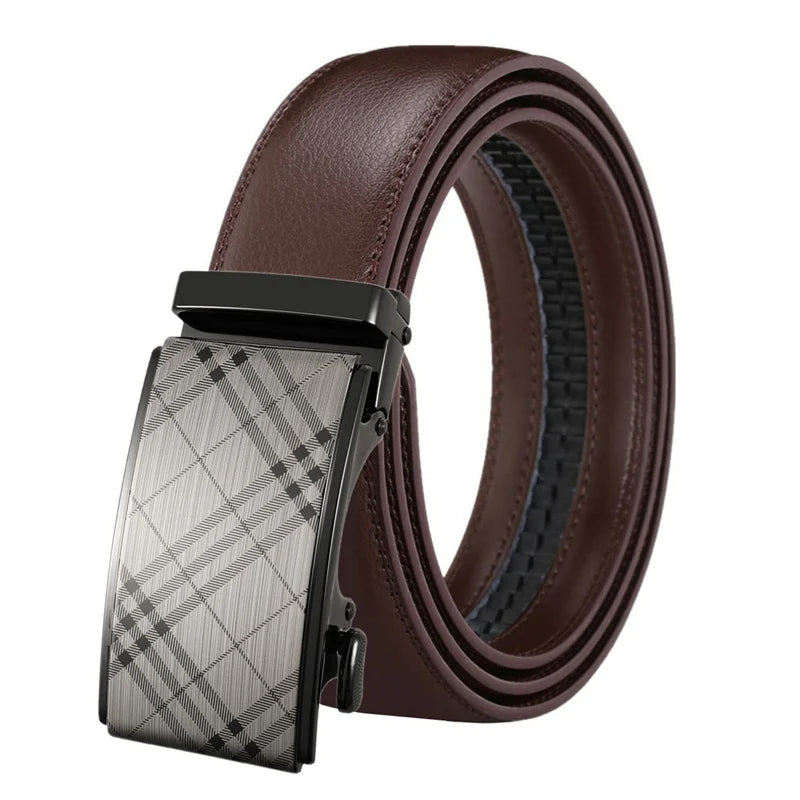 LQbelt Factory Men's Automatic Buckle Belt Genuine Leather Belts for Men Waistband Ratchet Belt Custom LOGO