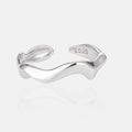 FUAMAY Fashion Simple 925 Sterling Silver Rings Plain Minimalist Wave Water Ring