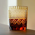 Japanese Style Hand-Cut Clear Amber Glass Whiskey Tumbler Red-Blue Green Colored Engraved Drinking Glasses with Case