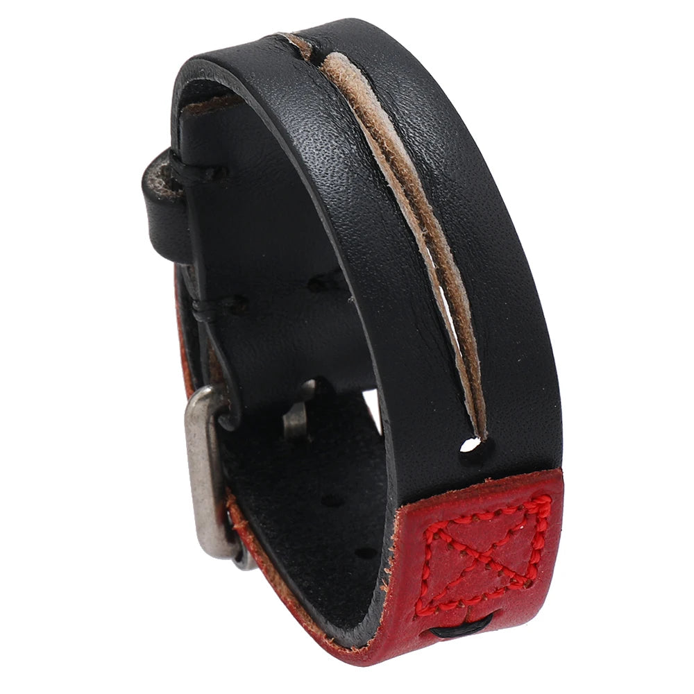 Wholesale Vintage Genuine Leather Cuff Bracelets for Men Combination Color Fashion Accessories