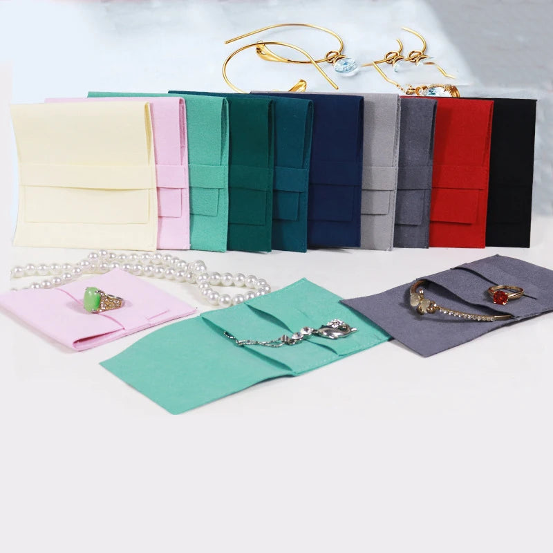 Soft Velvet Jewelry Packaging Bags With Customizable Logo for Ring Earring Storage Jewelry Bags Pochon Bijoux