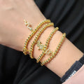 BC1465 Tiny 4mm 18k Gold Plated Beaded CZ Diamond Micro Pave Cockhorse Seahorse Snake Animal Star Charm Curb Chain Bracelet