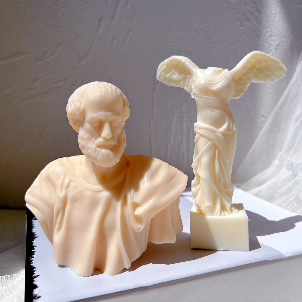 Greek Art Man Sculpture Wax Tool Tabletop Ornament Greek Philosopher Bust Silicone Molds Aristotle Statue Candle Mold