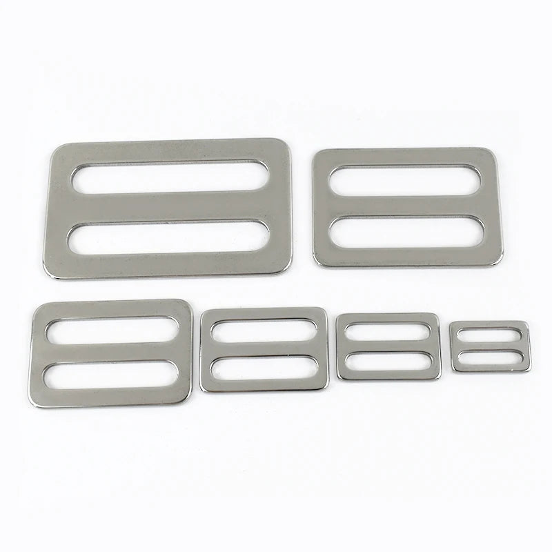 Meetee XP065 15-50mm Stainless Steel Tri-Glides Slider Buckles for Bags Belt Pet Collar Adjustable Ring Hardware Accessories
