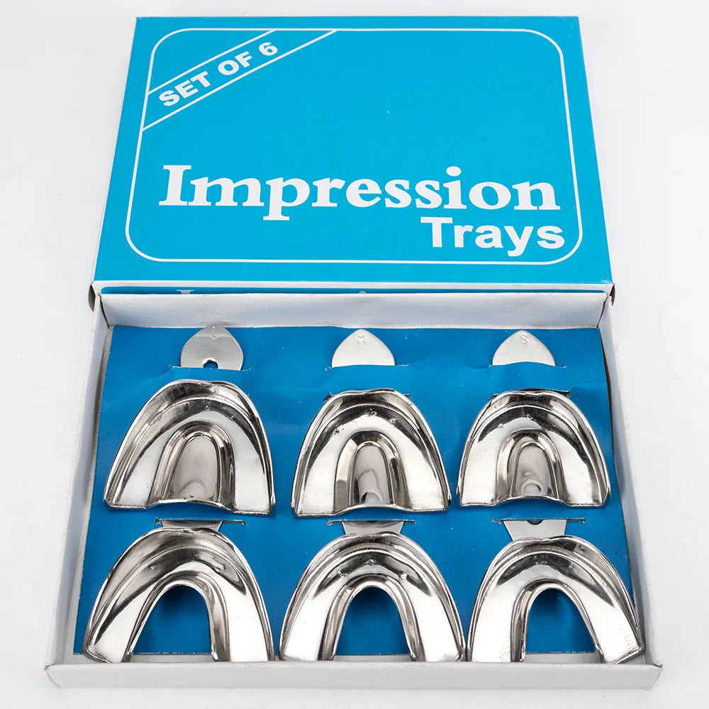 Dental Impression Trays Set of 6 PCS Solid 304 Stainless Steel Upper & Lower Small Medium & Large for Denture