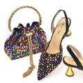 Italian Designer Women's Luxury Shoe Bag Set Printed Rhinestone Decorated Shoes for Party for Summer and Autumn Seasons