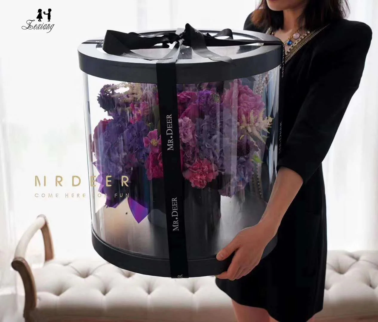 Zexwrap Big Flower Box Round PVC Transparent Valentine's Day Wedding Christmas Birthday Flower Hat Boxes