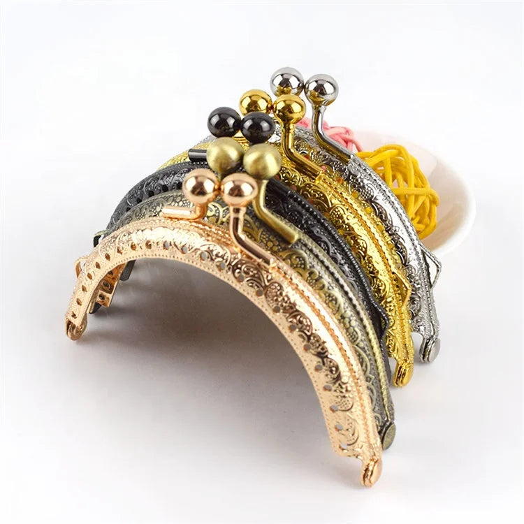 Meetee BS137 Flower Clutch Purse Frame Alloy Frames Handle for Bag Lady Semicircular Clasp Buckle Handbag Hardware