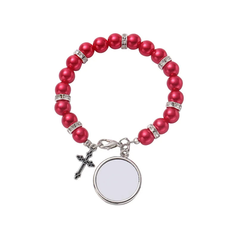 DIY Custom Cheap Factory Rosaries Religious Catholic Bracelet Rosary Bead Bracelet Sublimation Blank Rosary Bracelet