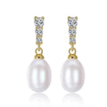 OAHLAN Fine Jewellery 925 Sterling Silver Freshwater Pearl Dangle Pendant Earrings for Women Ladies Anniversary Birthday Gifts