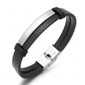 Personalized Men's Hand Jewelry Vintage Handmade Braided Genuine Leather Bracelet Custom Letter Stainless Steel Bracelet