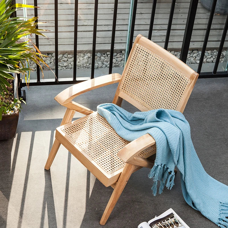Modern Cooling Summer Disassembled Solid Wood Rattan Dining Chair for Home Office & Apartment