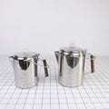 Stainless Steel Camping Coffee Pot with Glass Knob for Stovetop Percolation Durable Metal for Avid Coffee Brewers